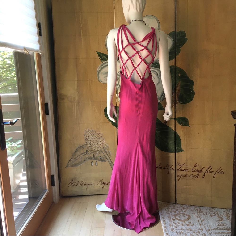 Lesley George London open back macrame pink dress!